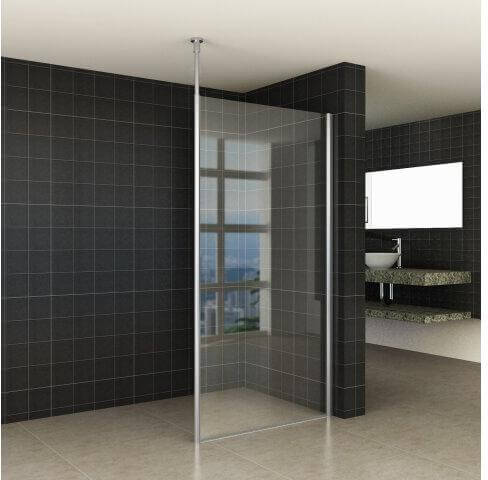 Paroi de douche avec tige stabilisatrice verticale Wiesbaden 50x200 cm 10 mm nano-revêtement