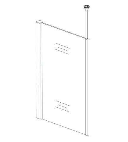 Douchewand met verticale stabilisatorstang Wiesbaden 50x200 cm 10 mm nano-coating