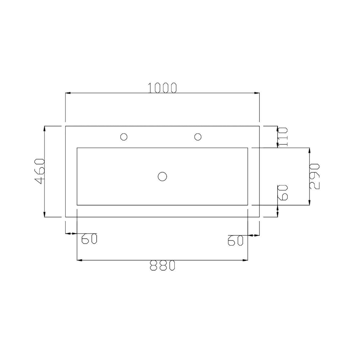 DutchLine Atlanta Wastafel 100 - Mat Wit - 2 Kraangaten