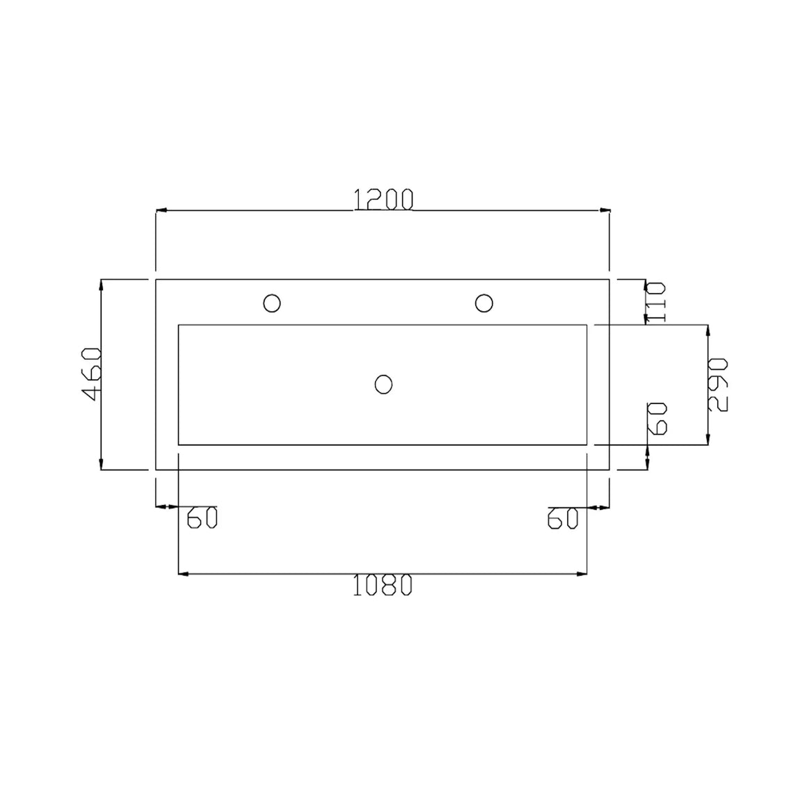 DutchLine Atlanta Wastafel 120 - Glans Wit - 2 Kraangaten