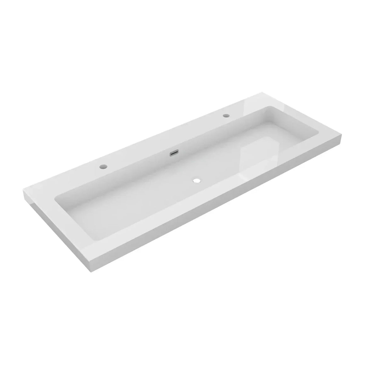 DutchLine Atlanta Wastafel 120 - Glans Wit - 2 Kraangaten