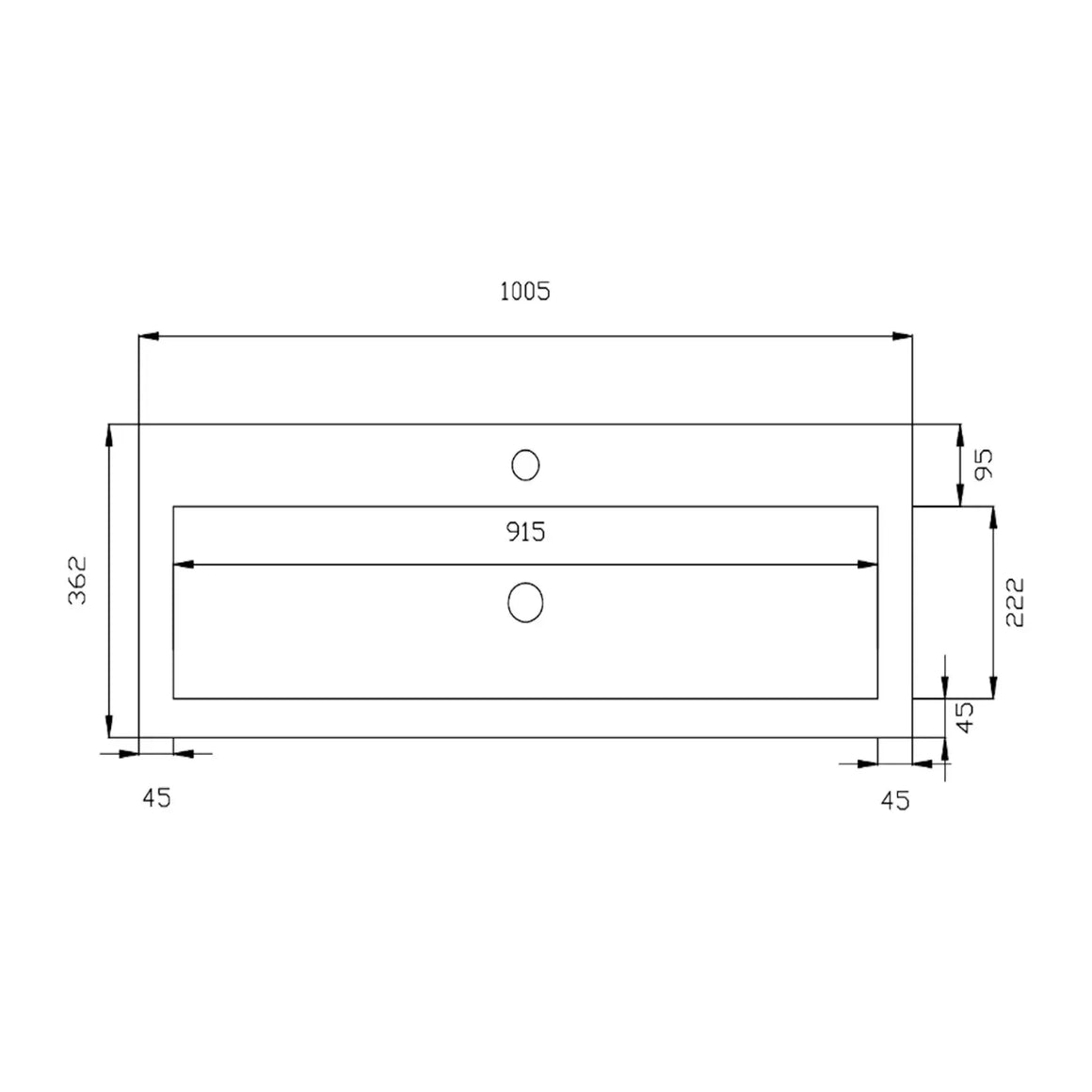 DutchLine Atlanta Wastafel Ondiep 100 - Glans Wit - 1 Kraangat