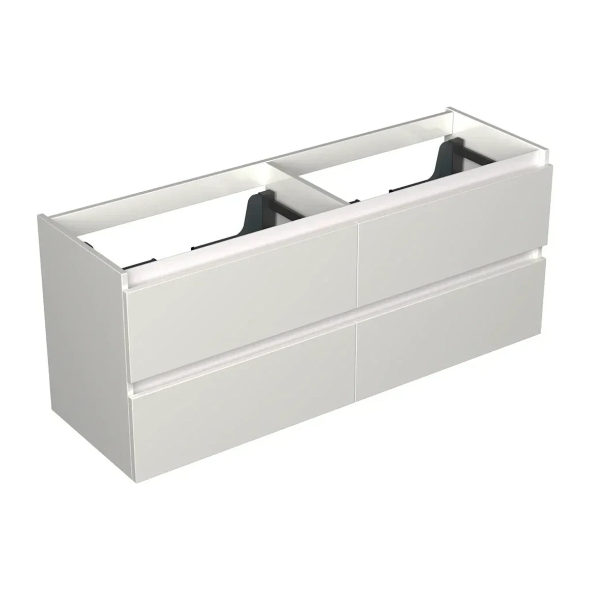 Dutchline Badmeubel Onderkast - Glans Wit - 140x46cm - 4 Lades - 2 Uitsparingen