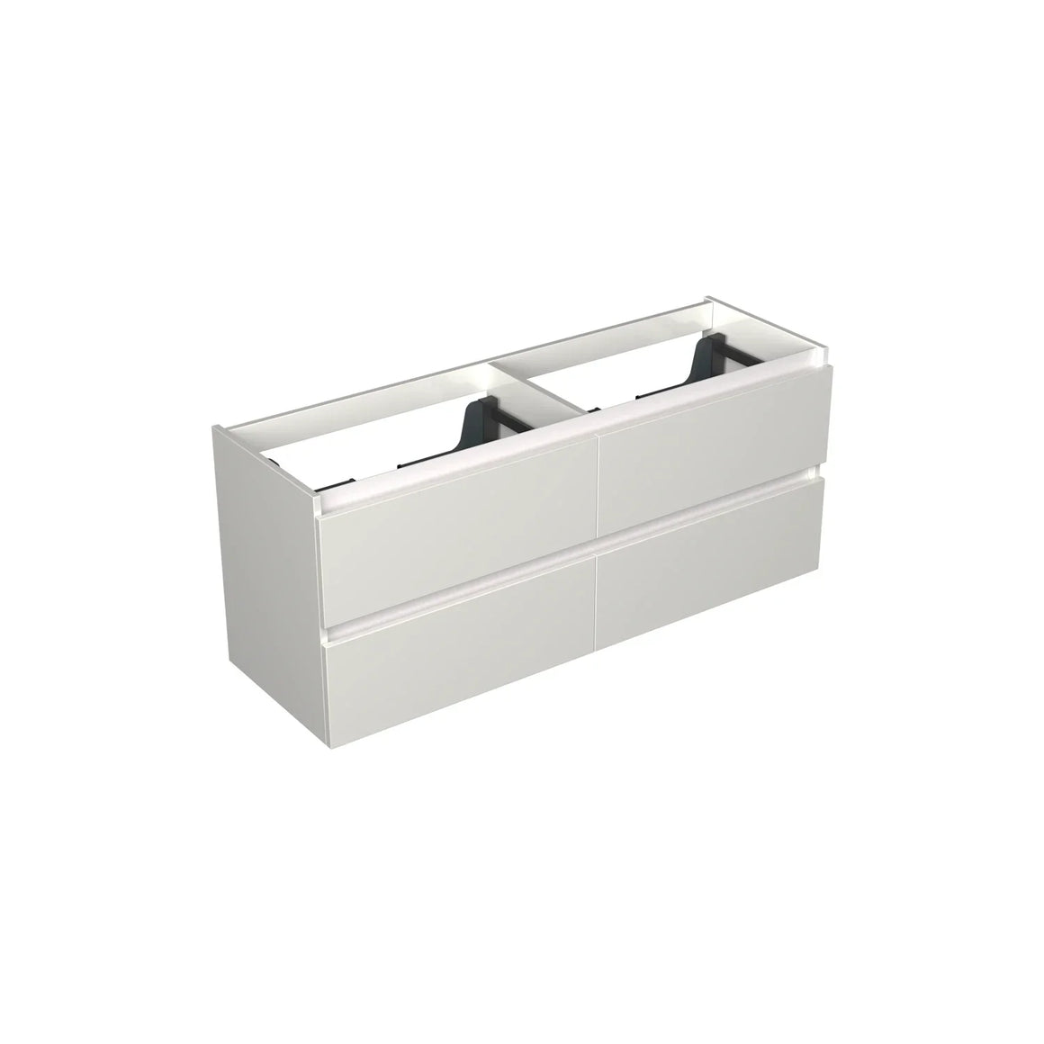 Dutchline Badmeubel Onderkast - Glans Wit - 140x46cm - 4 Lades - 2 Uitsparingen
