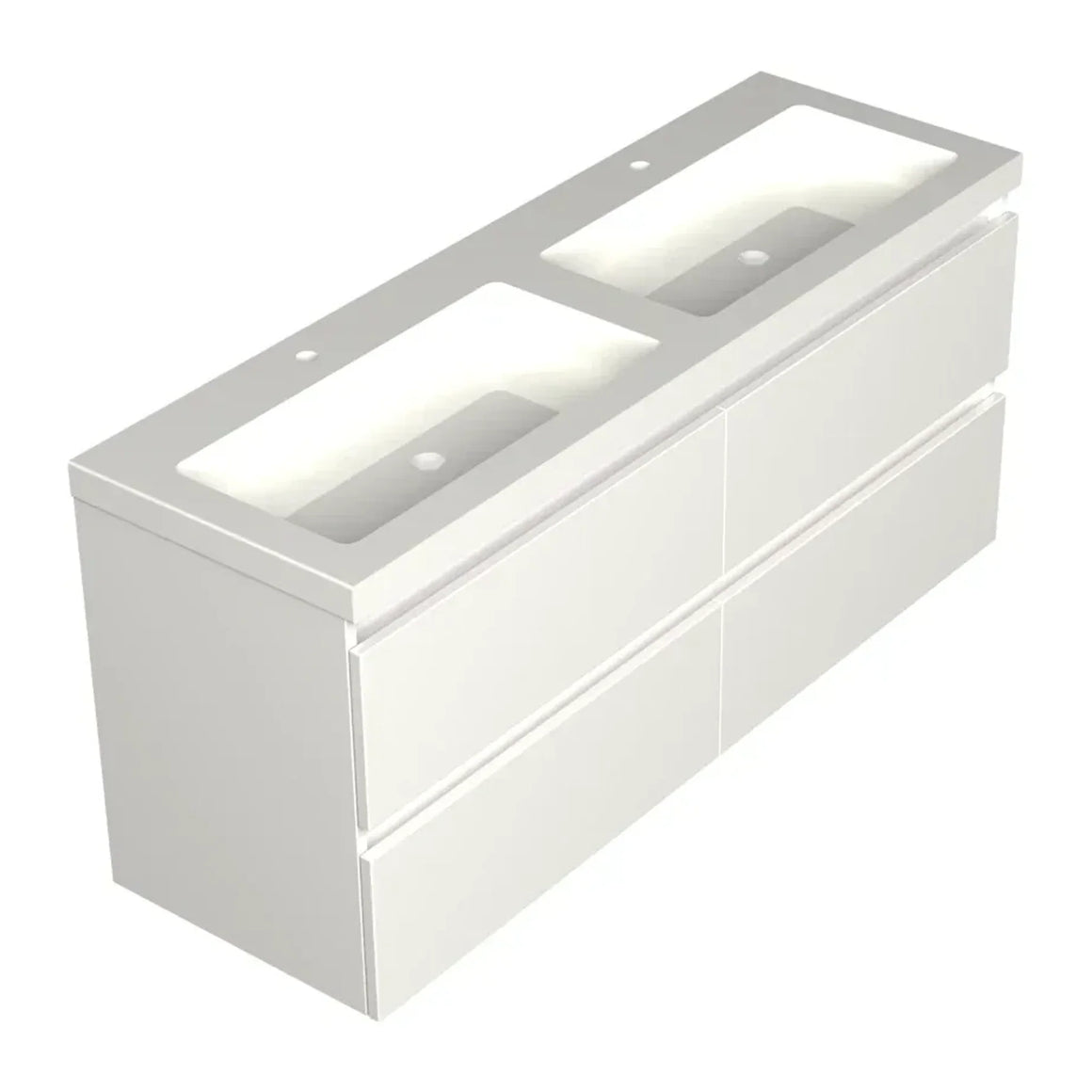 DutchLine Badmeubel Onderkast - Glans Wit - 140x46cm - 4 Lades - 2 Uitsparingen