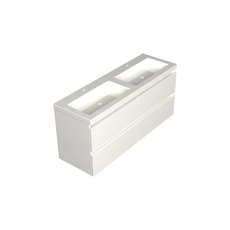 DutchLine Badmeubel Onderkast - Glans Wit - 140x46cm - 4 Lades - 2 Uitsparingen