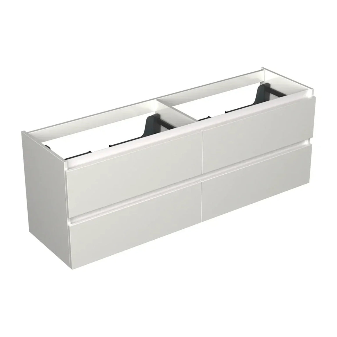 Dutchline Badmeubel Onderkast - Glans Wit - 160x46cm - 4 Lades - 2 Uitsparingen