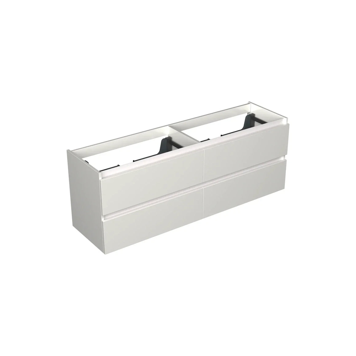 Dutchline Badmeubel Onderkast - Glans Wit - 160x46cm - 4 Lades - 2 Uitsparingen