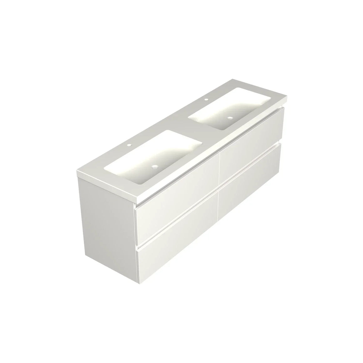 DutchLine Badmeubel Onderkast - Glans Wit - 160x46cm - 4 Lades - 2 Uitsparingen