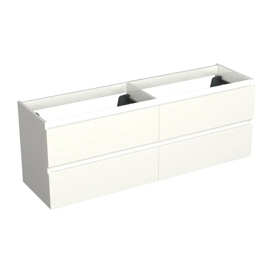 Dutchline Badmeubel Onderkast - Glans Wit - 200x46cm - 4 Lades - 2 Uitsparingen