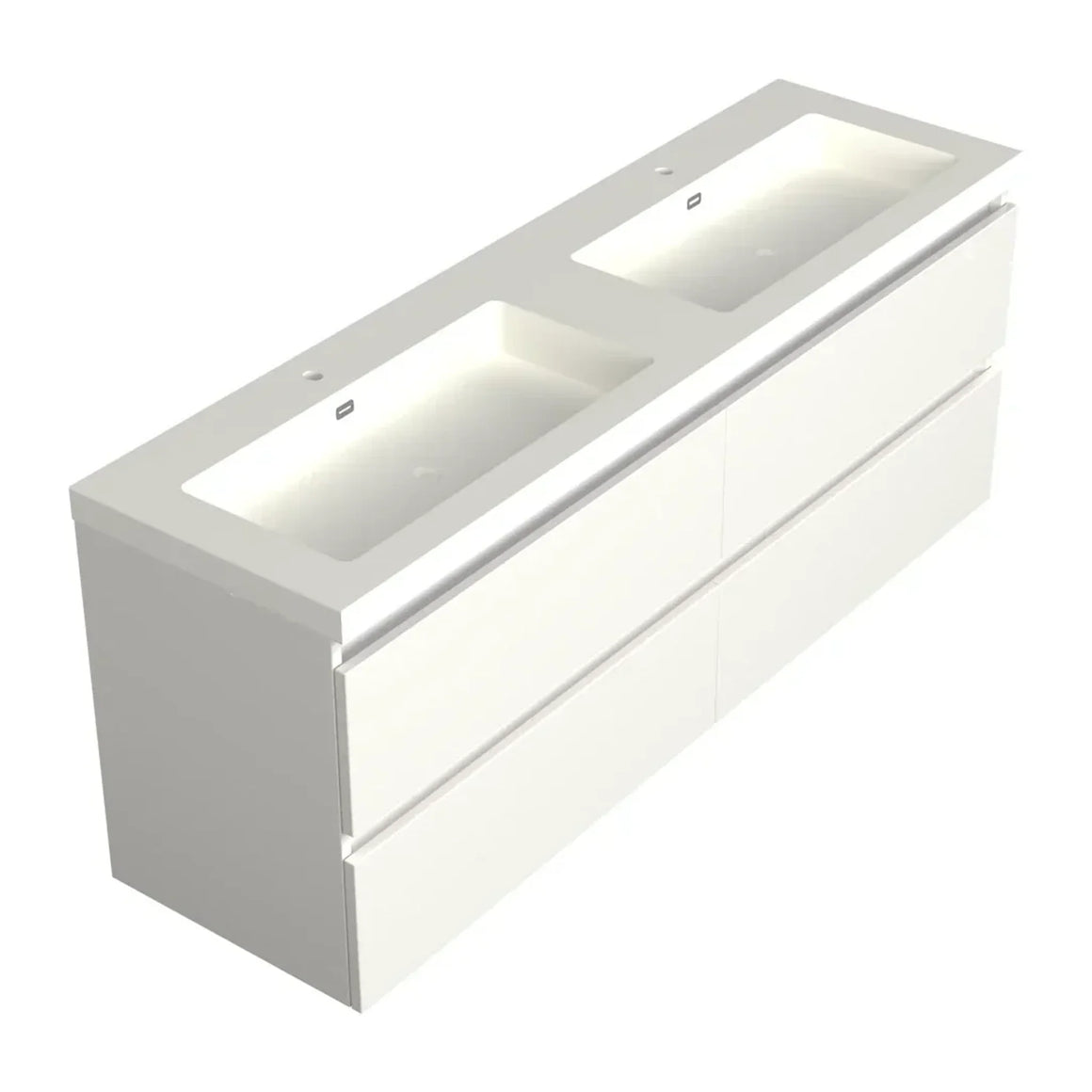 DutchLine Badmeubel Onderkast - Glans Wit - 200x46cm - 4 Lades - 2 Uitsparingen