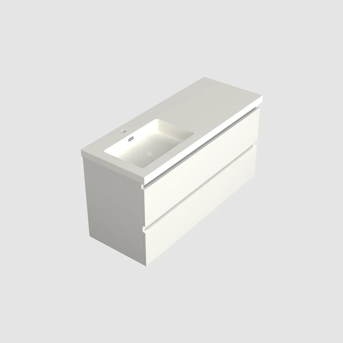 DutchLine Badmeubel Onderkast Links - Glans Wit - 120x46cm - 2 Lades - 1 Uitsparing