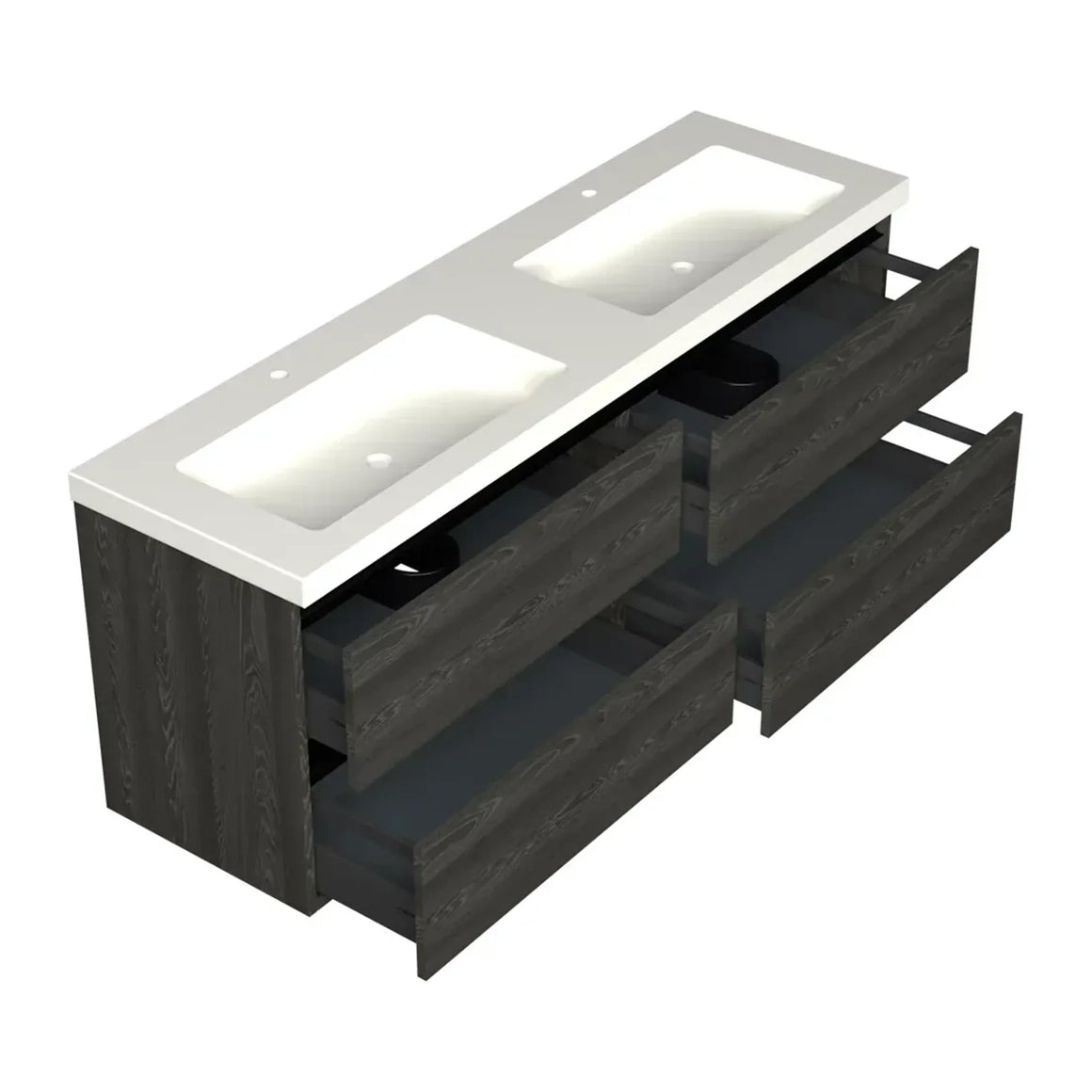 Dutchline Badmeubel Onderkast - Lumiere - 160x46cm - 4 Lades - 2 Uitsparingen