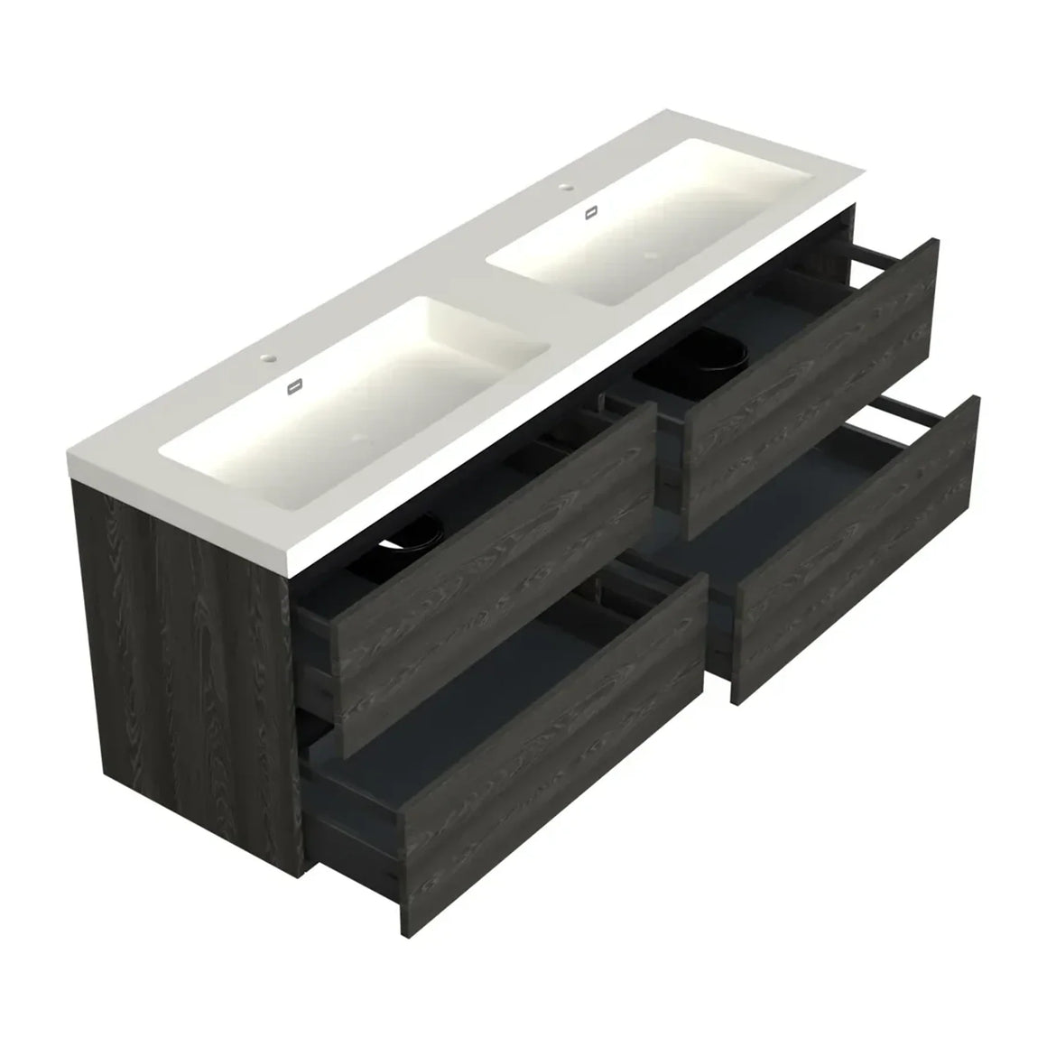 Dutchline Badmeubel Onderkast - Lumiere - 200x46cm - 4 Lades - 2 Uitsparingen