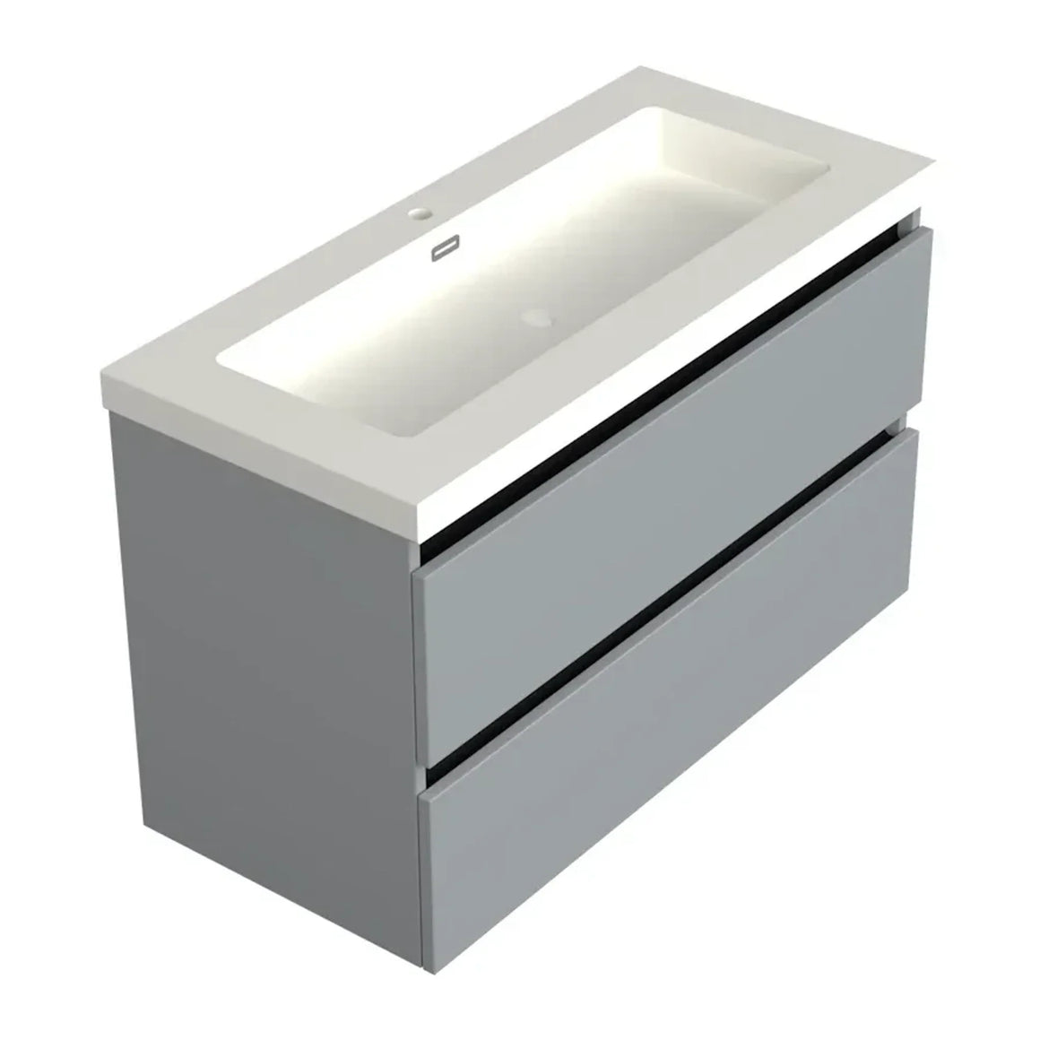 DutchLine Badmeubel Onderkast – Mat Grijs – 100x46cm – 2 Lades – 1 Uitsparing