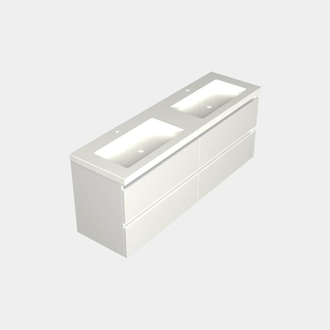 DutchLine Badmeubel Onderkast – Mat Wit – 160x46cm – 4 Lades – 2 Uitsparingen
