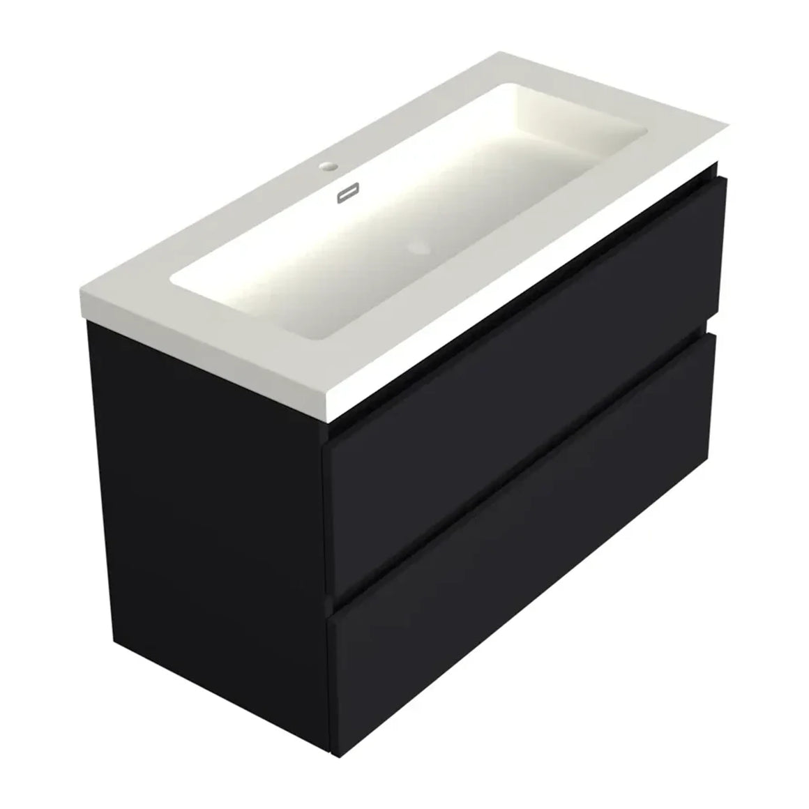 DutchLine Badmeubel Onderkast – Mat Zwart – 100x46cm – 2 Lades – 1 Uitsparing