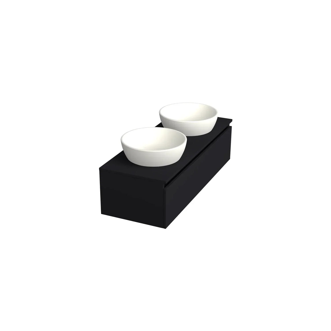 DutchLine Badmeubel Onderkast – Mat Zwart – 120x46cm – 1 Lade – 2 Uitsparingen