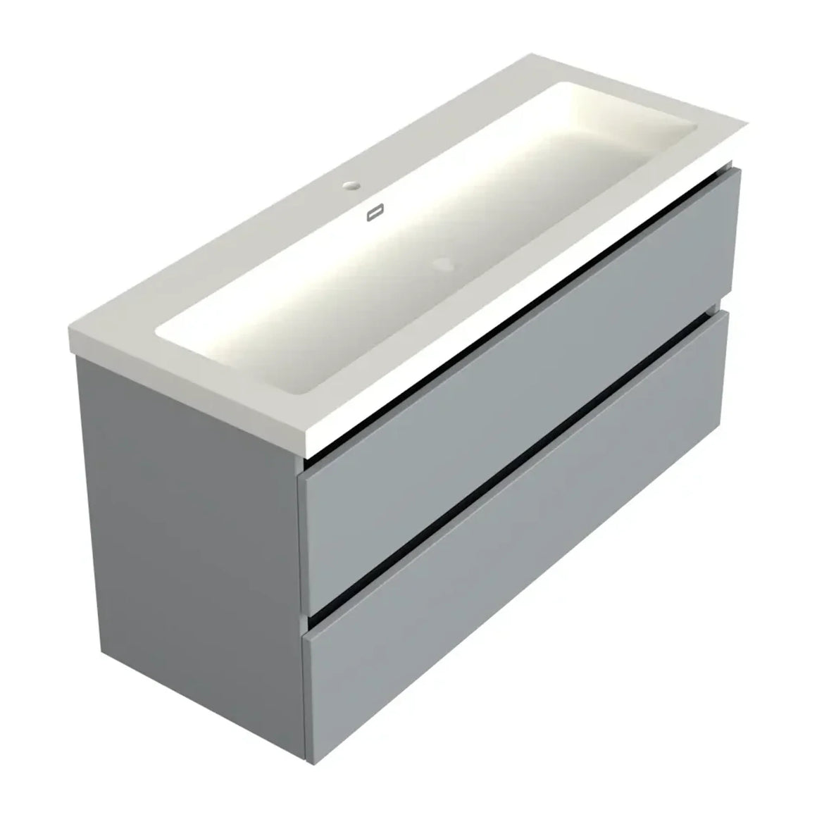 DutchLine Badmeubel Onderkast Midden – Mat Grijs – 120x46cm – 2 Lades – 1 Uitsparing