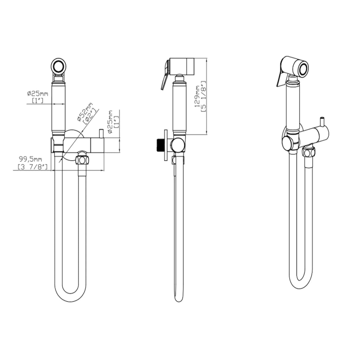 DutchLine Bidet Knijp Handdoucheset – Chroom