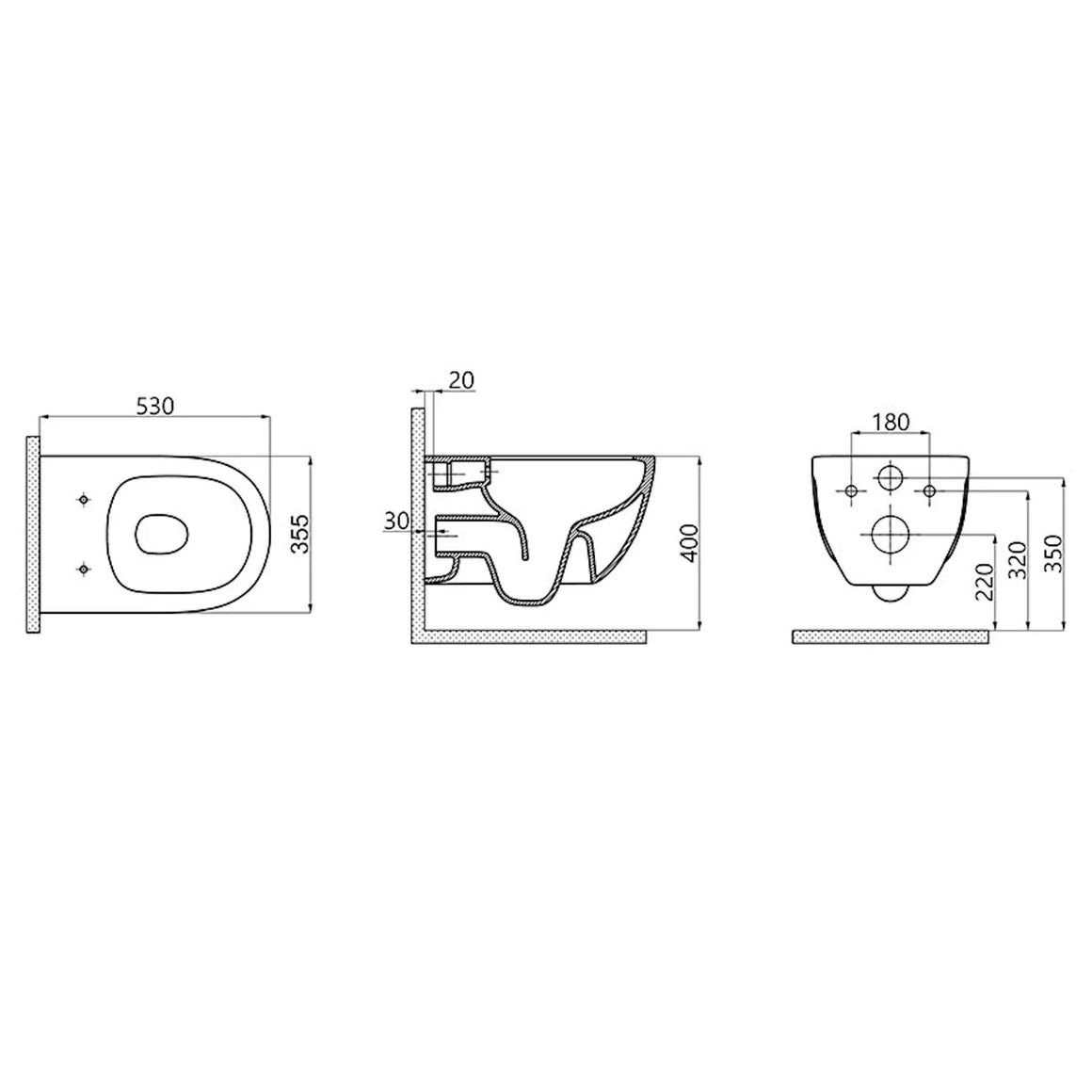 DutchLine Brilla Glans Wit – technische tekening