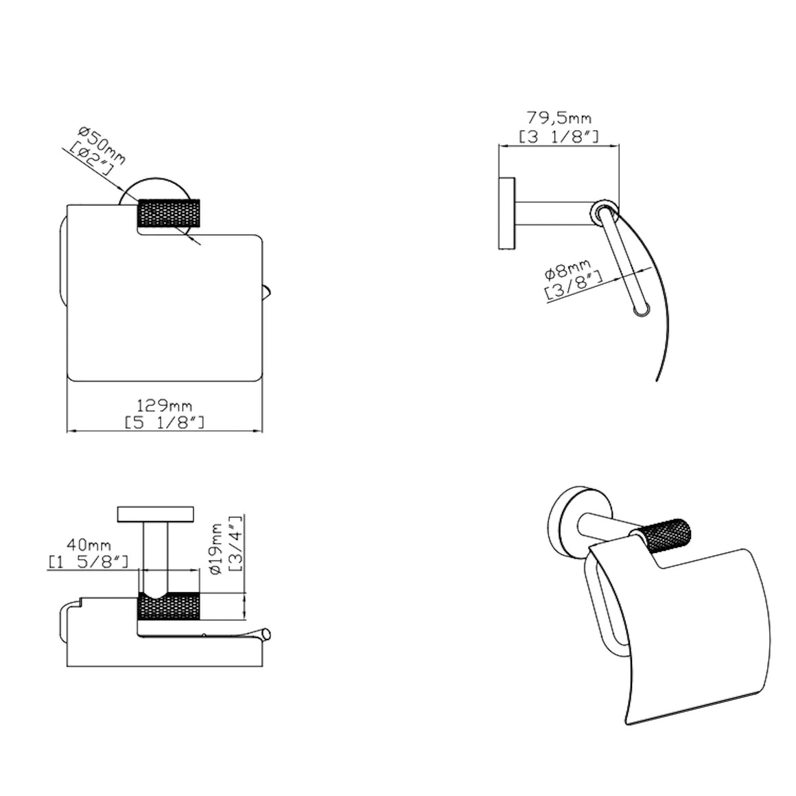 DutchLine Grip Toilethouder Met Klep – Chroom