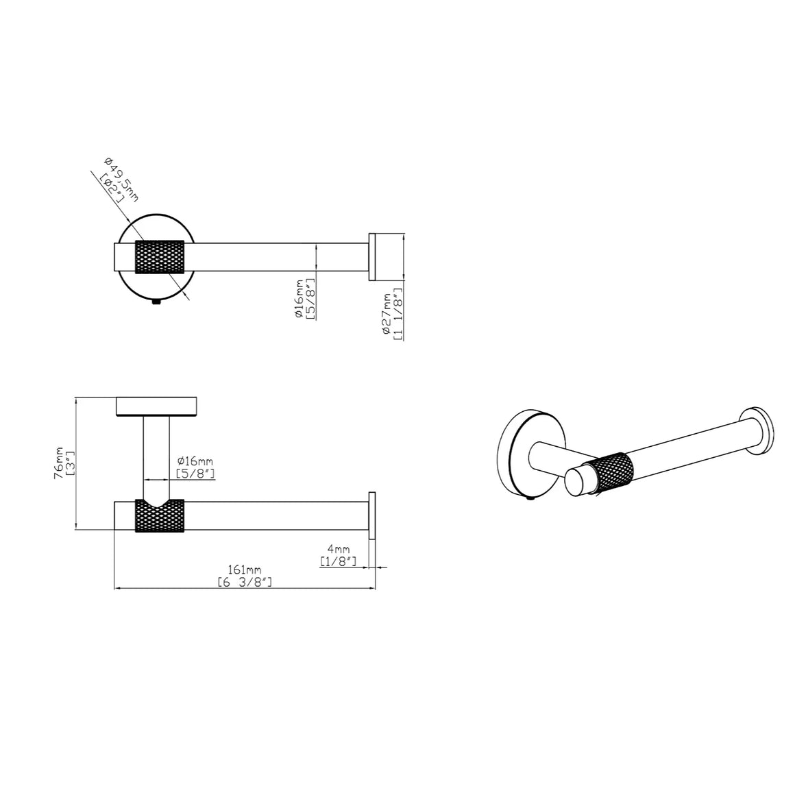 DutchLine Grip Toiletrolhouder – Geborsteld staal
