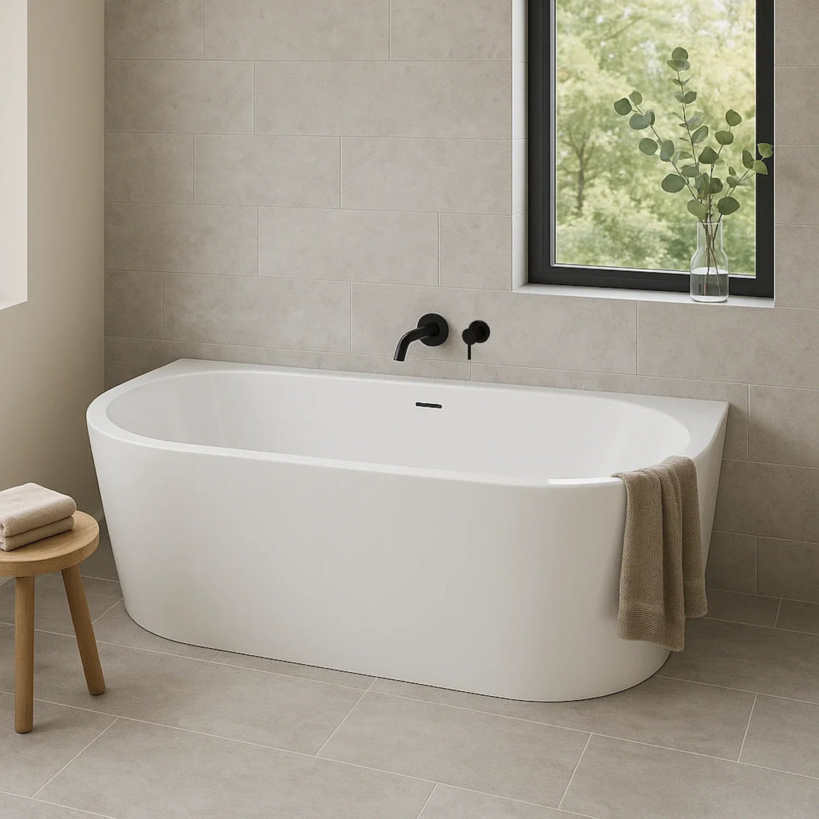 DutchLine Half-vrijstaand Ligbad - Glans Wit - 1800x800x580