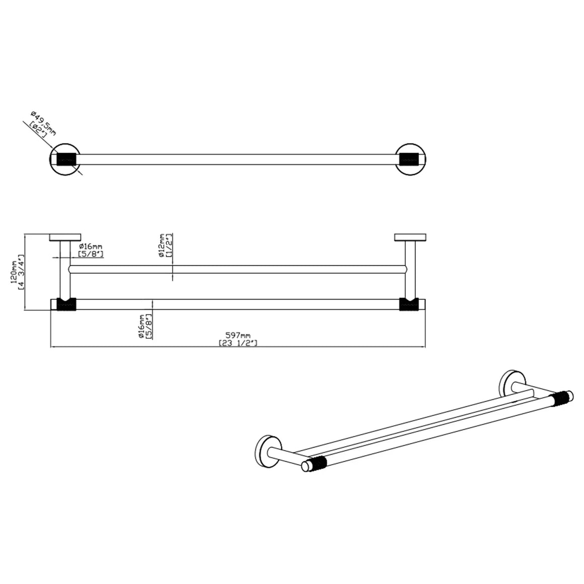 DutchLine Handdoekrek Dubbel – Chroom