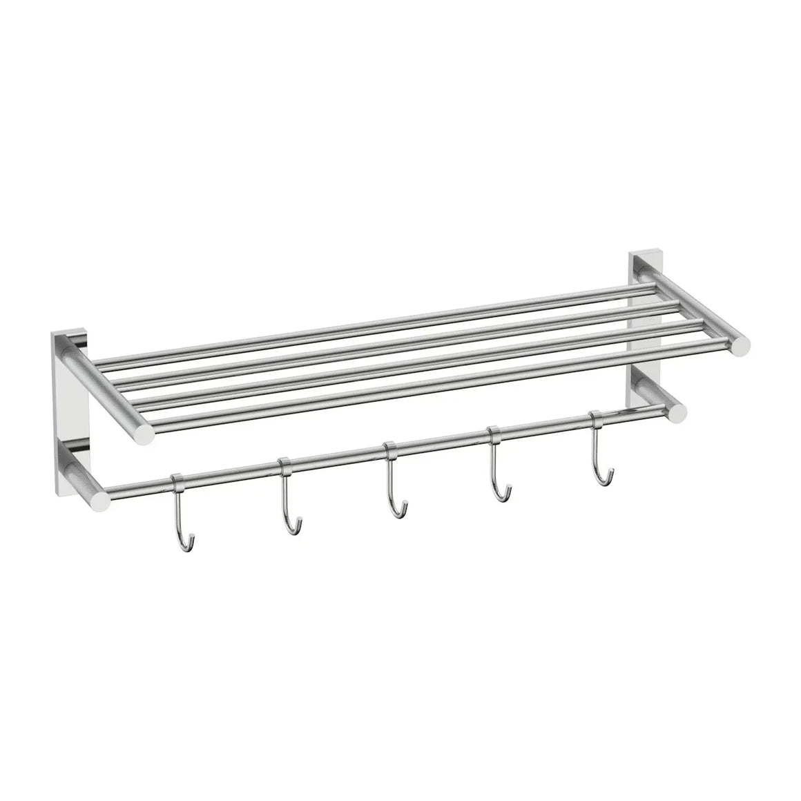 DutchLine Handdoekrek met haken - 60cm – Chroom
