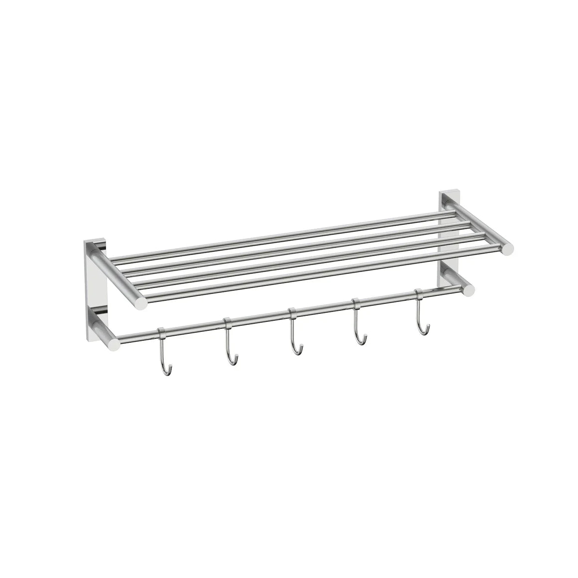 DutchLine Handdoekrek met haken - 60cm – Chroom