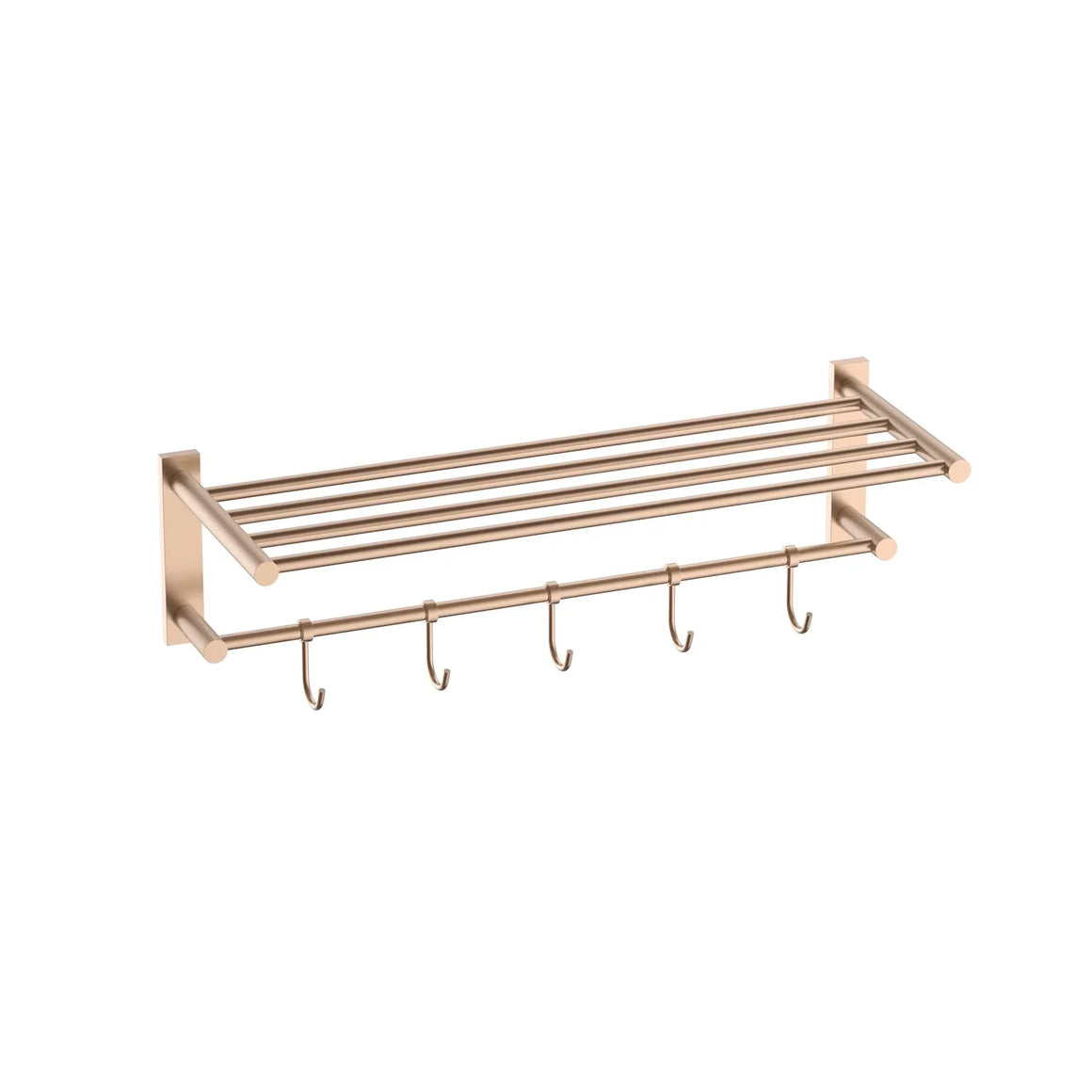 DutchLine Handdoekrek met haken - 60cm – Geborsteld koper