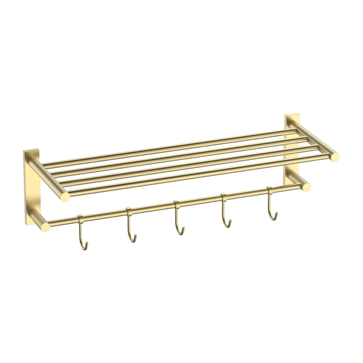 DutchLine Handdoekrek met haken - 60cm – Geborsteld messing Goud