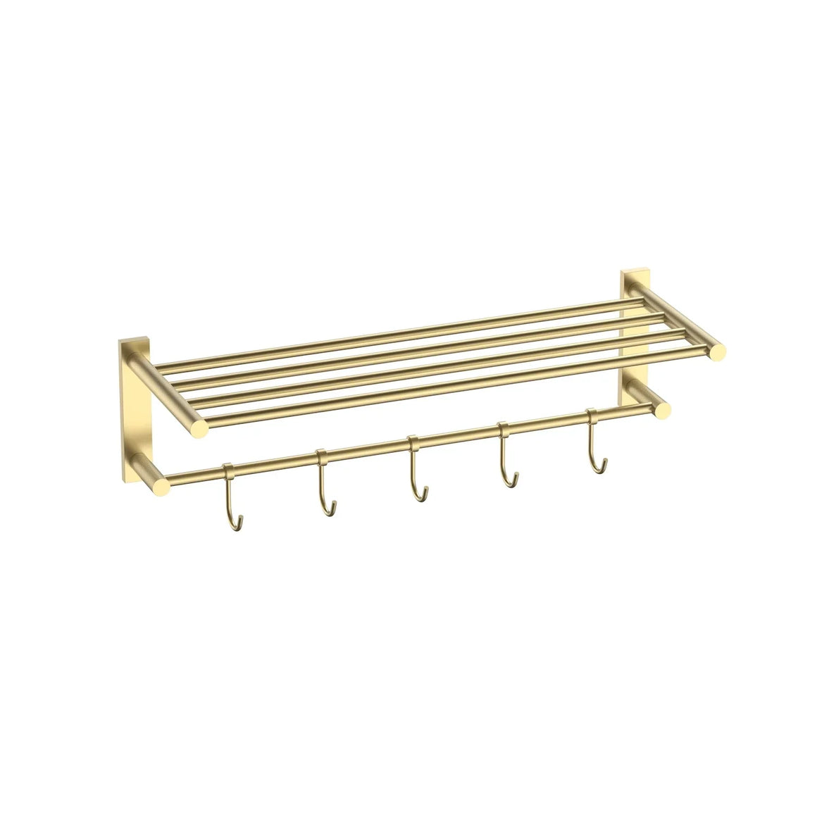 DutchLine Handdoekrek met haken - 60cm – Geborsteld messing Goud