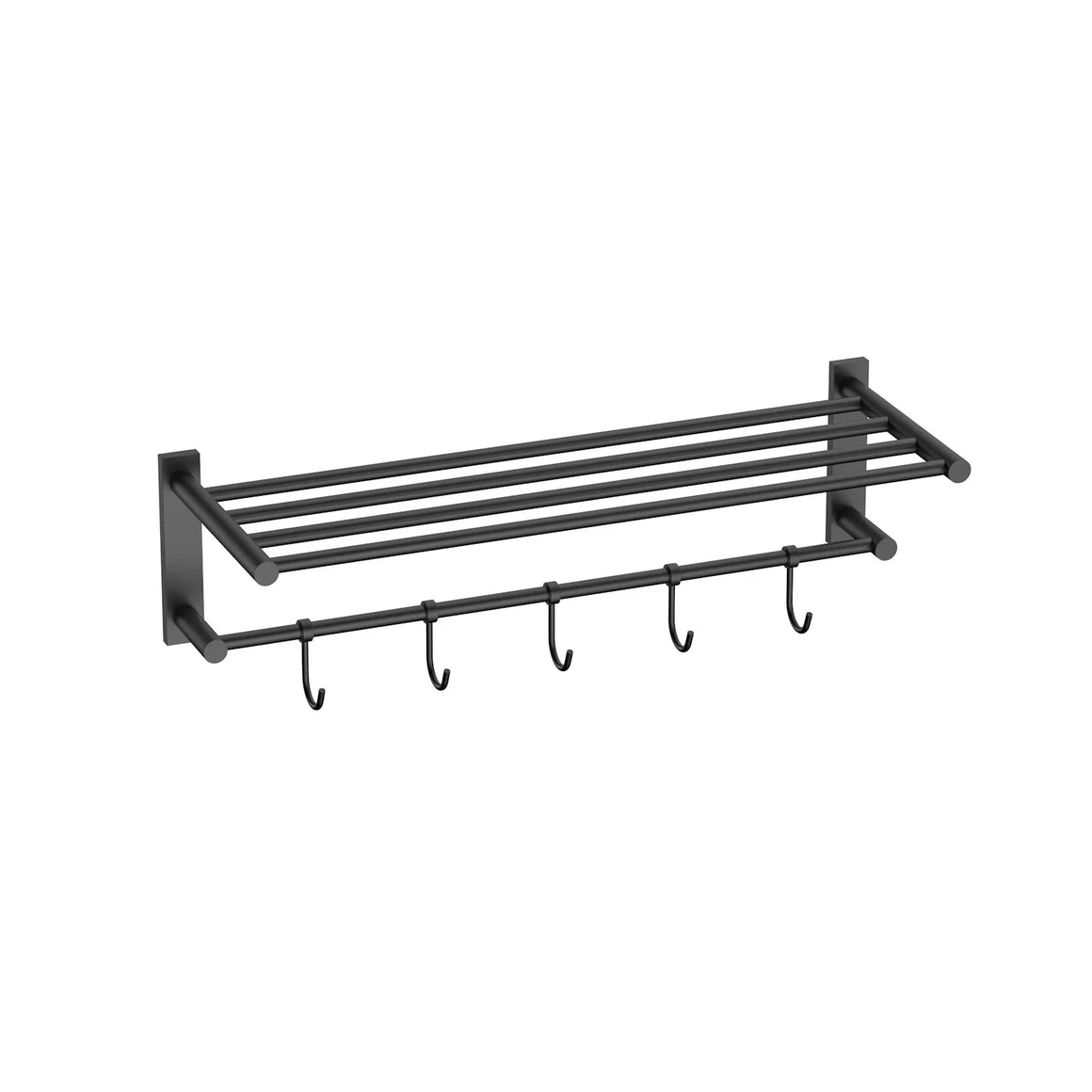 DutchLine Handdoekrek met haken - 60cm – Mat zwart
