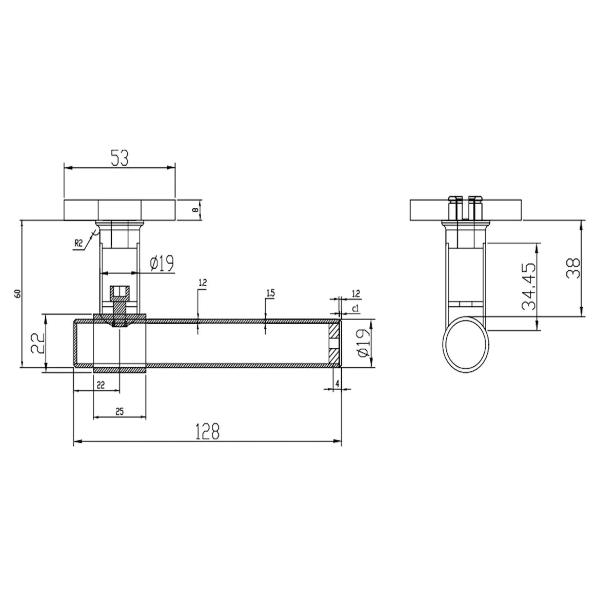 DutchLine Grip Deurkruk – Geborsteld koper