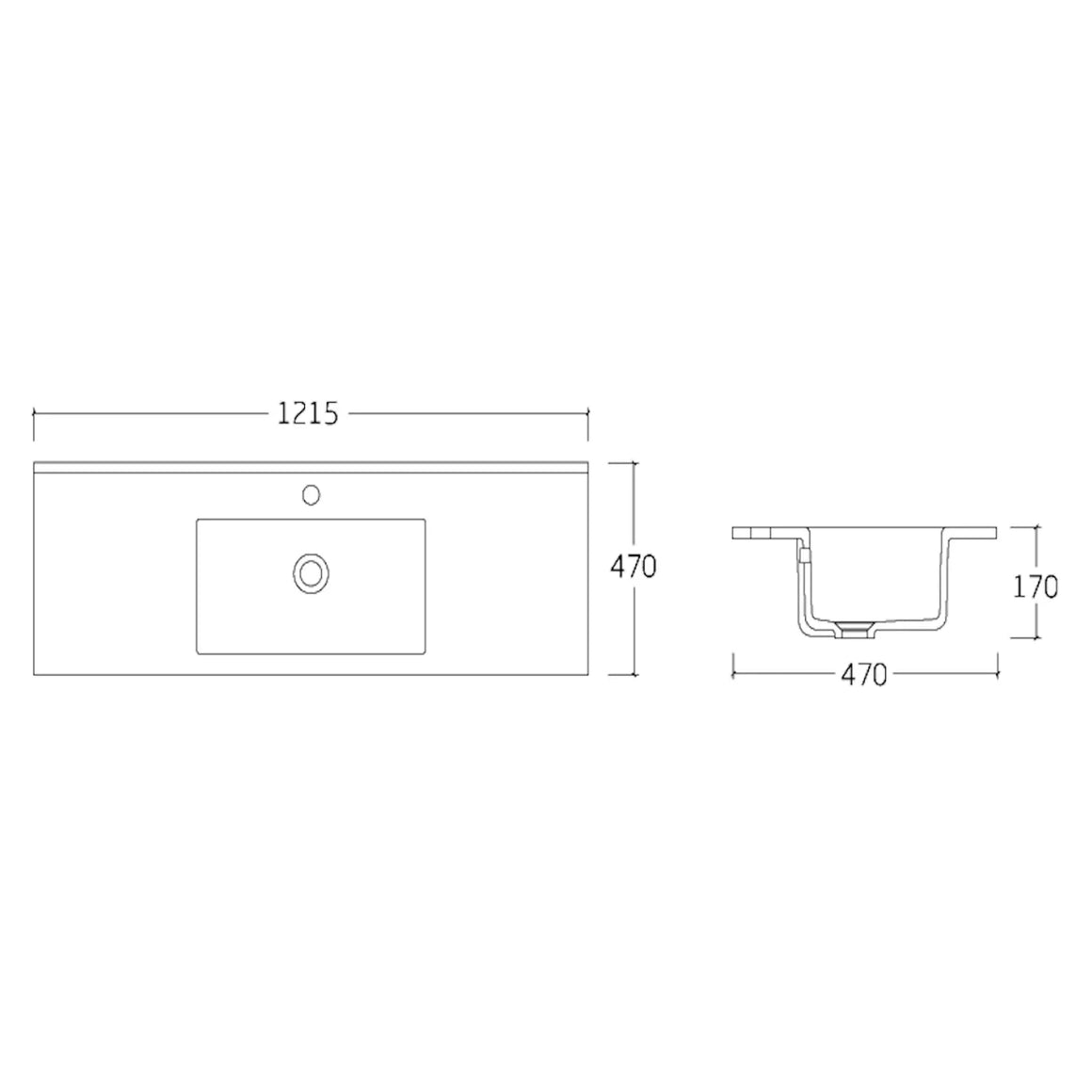 DutchLine Ondiep Keramiek 60 - Met kraangat - Glans wit - 610x360x150