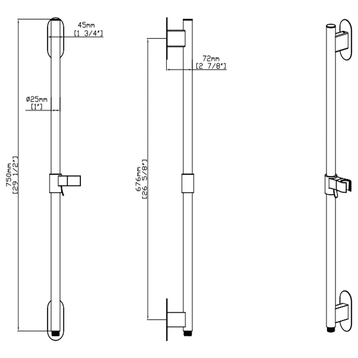 DutchLine Luxe Glijstang Met Muuraansluiting Voor Inbouwkranen – Geborsteld messing