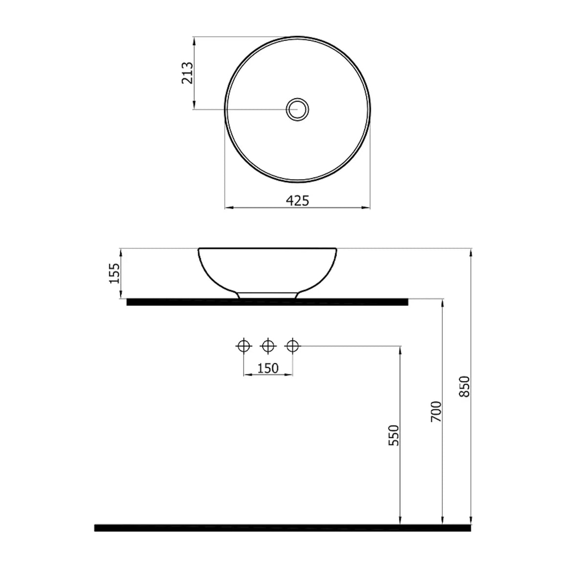 DutchLine New ART Waskom - Mat Zwart - 425x115mm