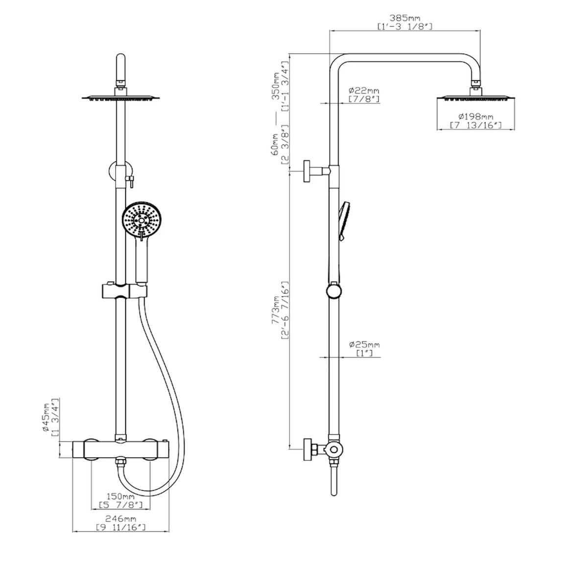 DutchLine Thermostatische Doucheset P-200 - Mat Zwart