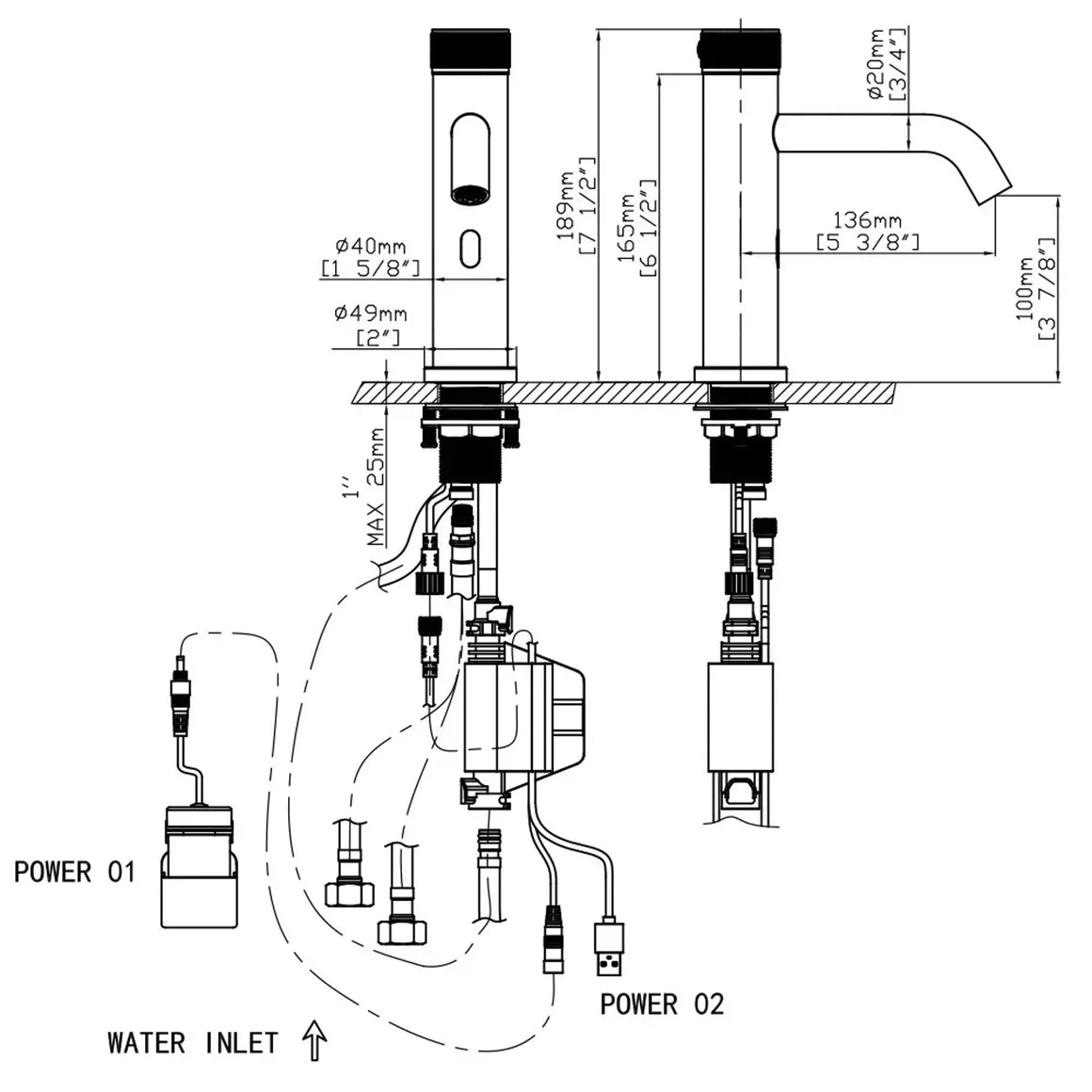 DutchLine Sensorkraan Koud + Warm - Met Batterij of Stekker – Chroom