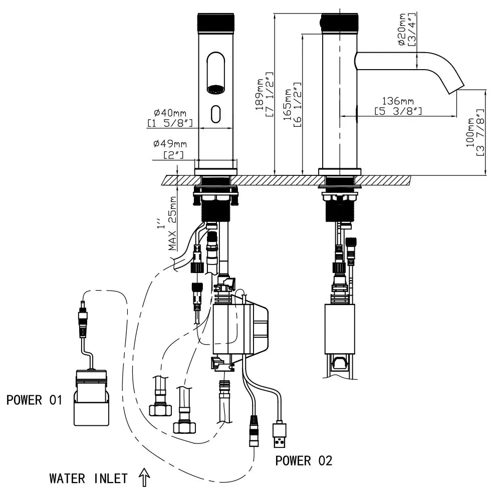 DutchLine Sensorkraan Koud + Warm - Met Batterij of Stekker – Chroom