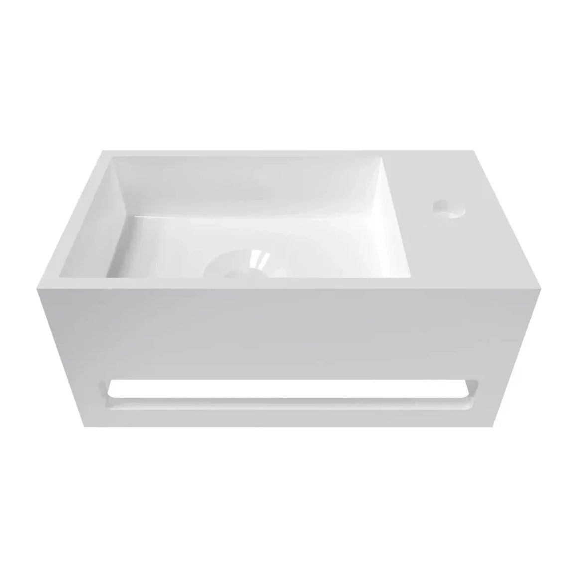 DutchLine Solid.Surface Fontein Met Handdoekrek - Mat Wit Rechts - 356x203x159mm