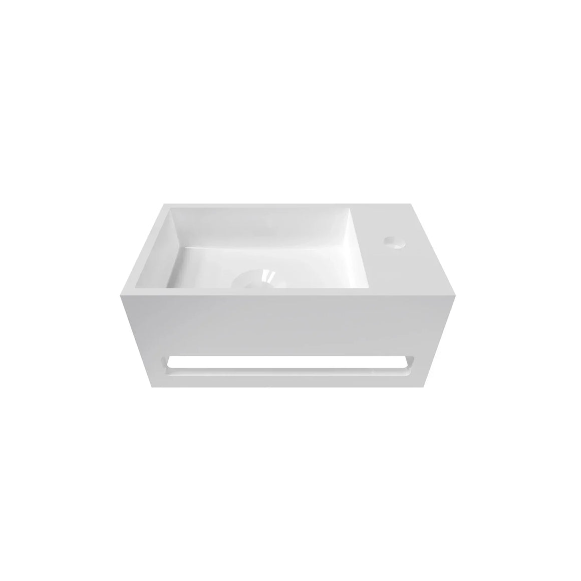 DutchLine Solid.Surface Fontein Met Handdoekrek - Mat Wit Rechts - 356x203x159mm
