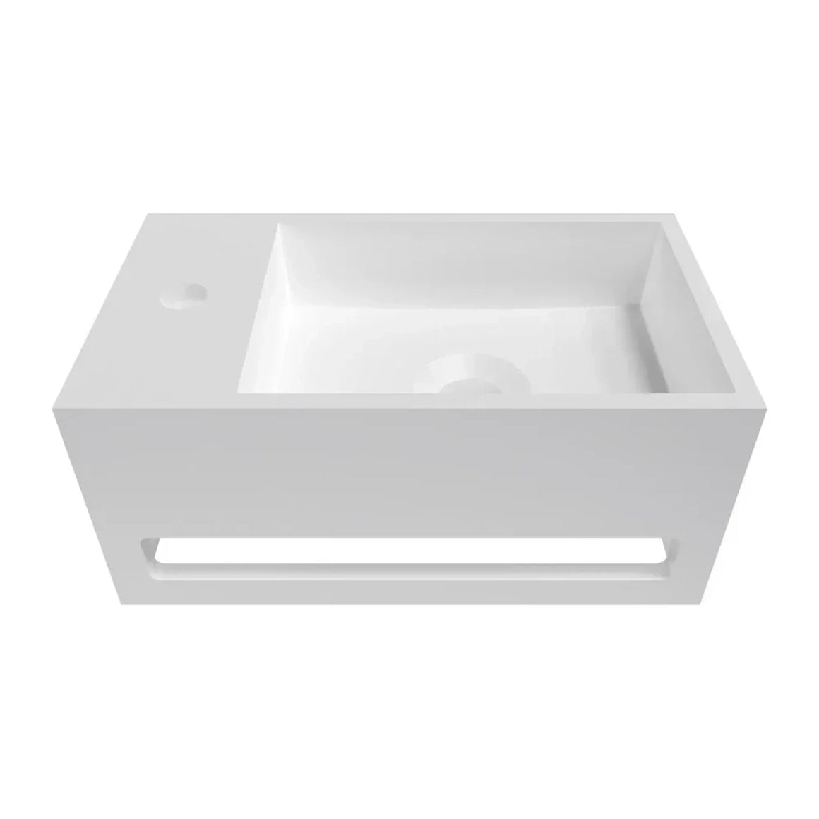 DutchLine Solid.Surface Fontein Met Handdoekrek - Mat Wit Links - 356x203x159mm