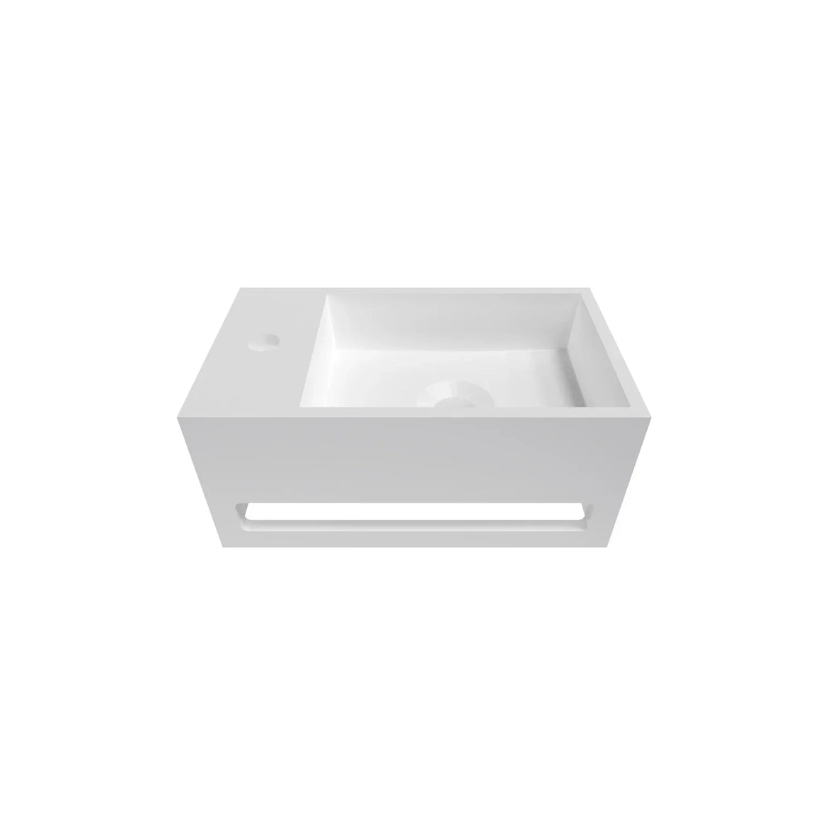 DutchLine Solid.Surface Fontein Met Handdoekrek - Mat Wit Links - 356x203x159mm