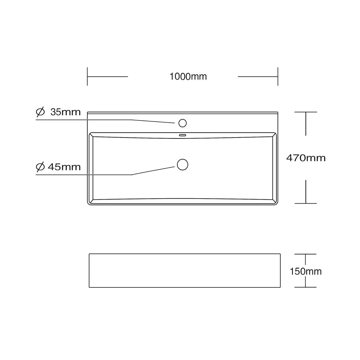 DutchLine Tight Wastafel 100 - Mat Zwart - 1 Kraangat
