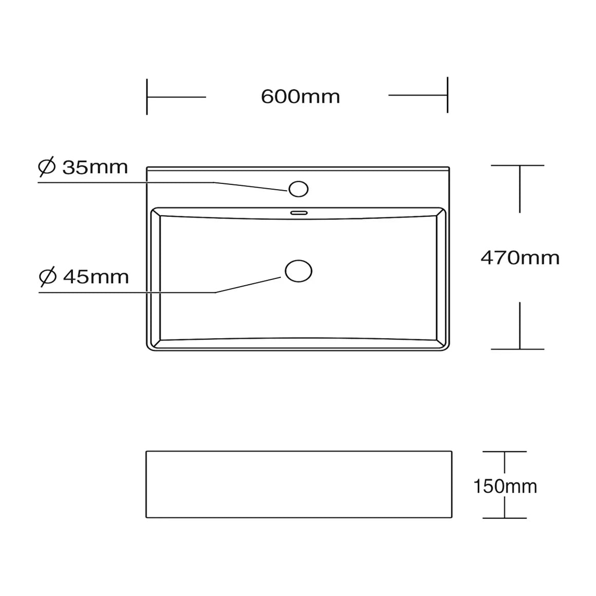 DutchLine Tight Wastafel 60 - Glans Wit - 1 Kraangat