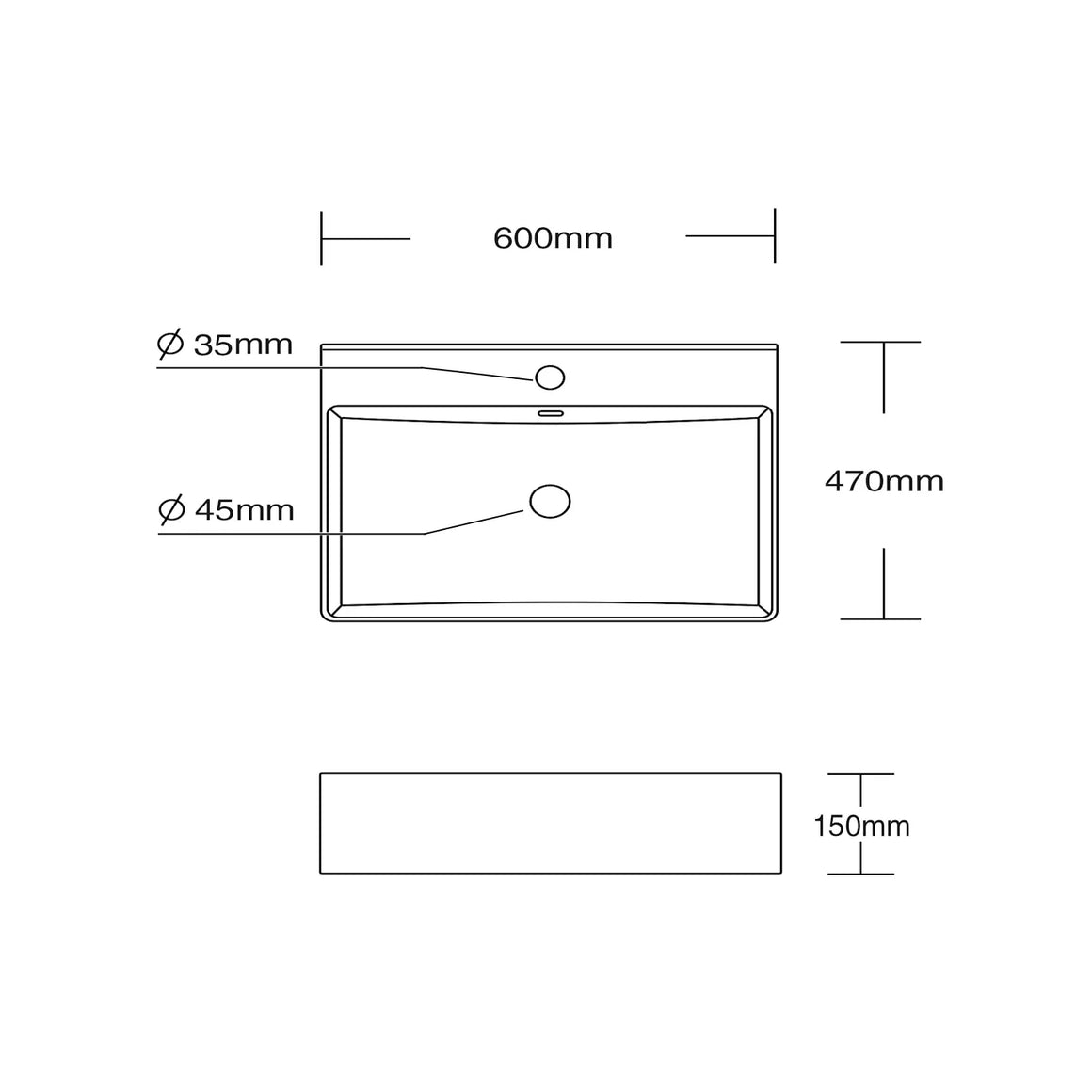 DutchLine Tight Wastafel 60 - Mat Zwart - 1 Kraangat