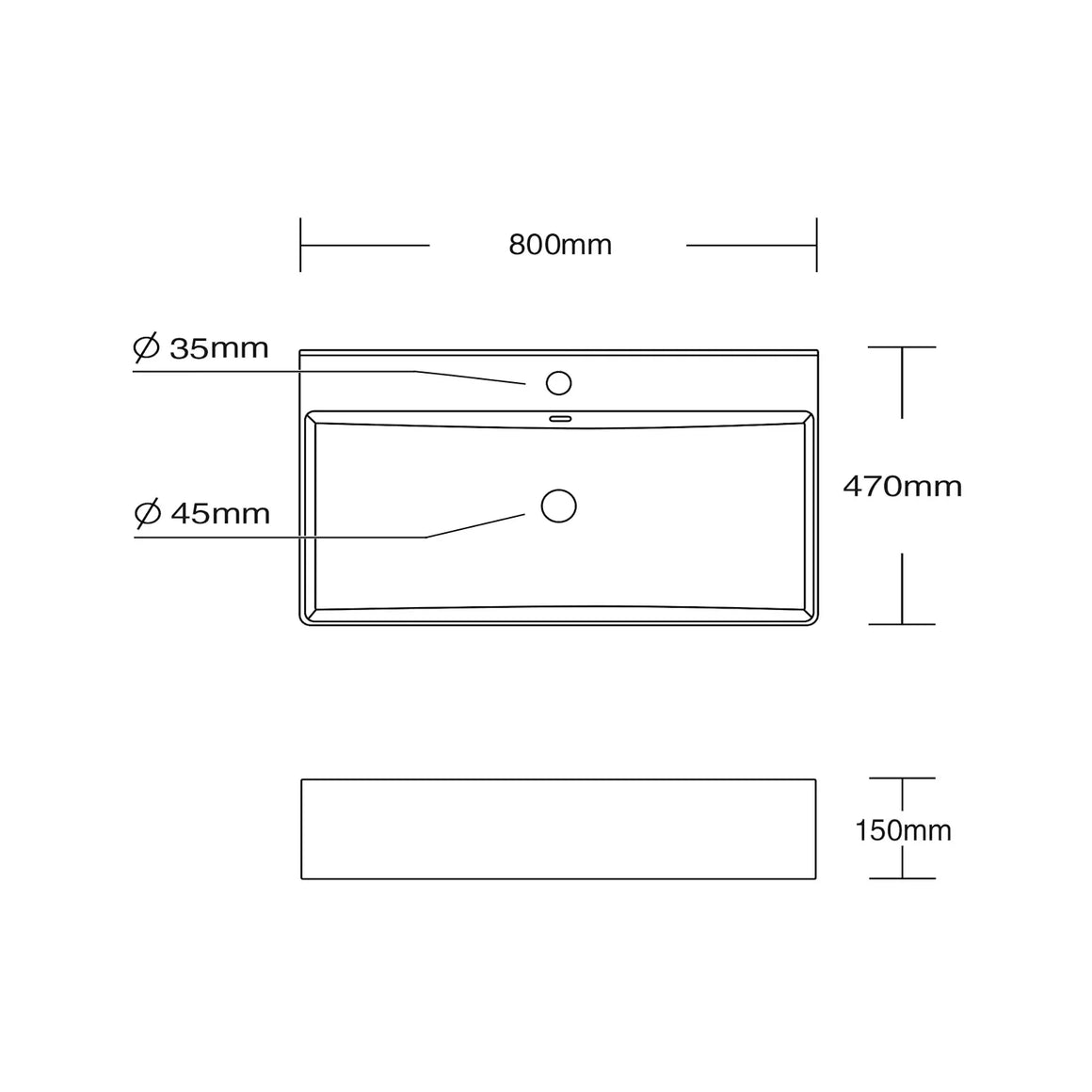 DutchLine Tight Wastafel 80 - Glans Wit - 1 Kraangat
